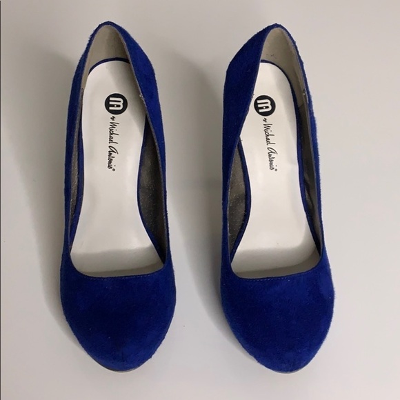 M Michael Antonio Blue Faux Suede Round toe heels pumps women’s 6.5 - Picture 2 of 8